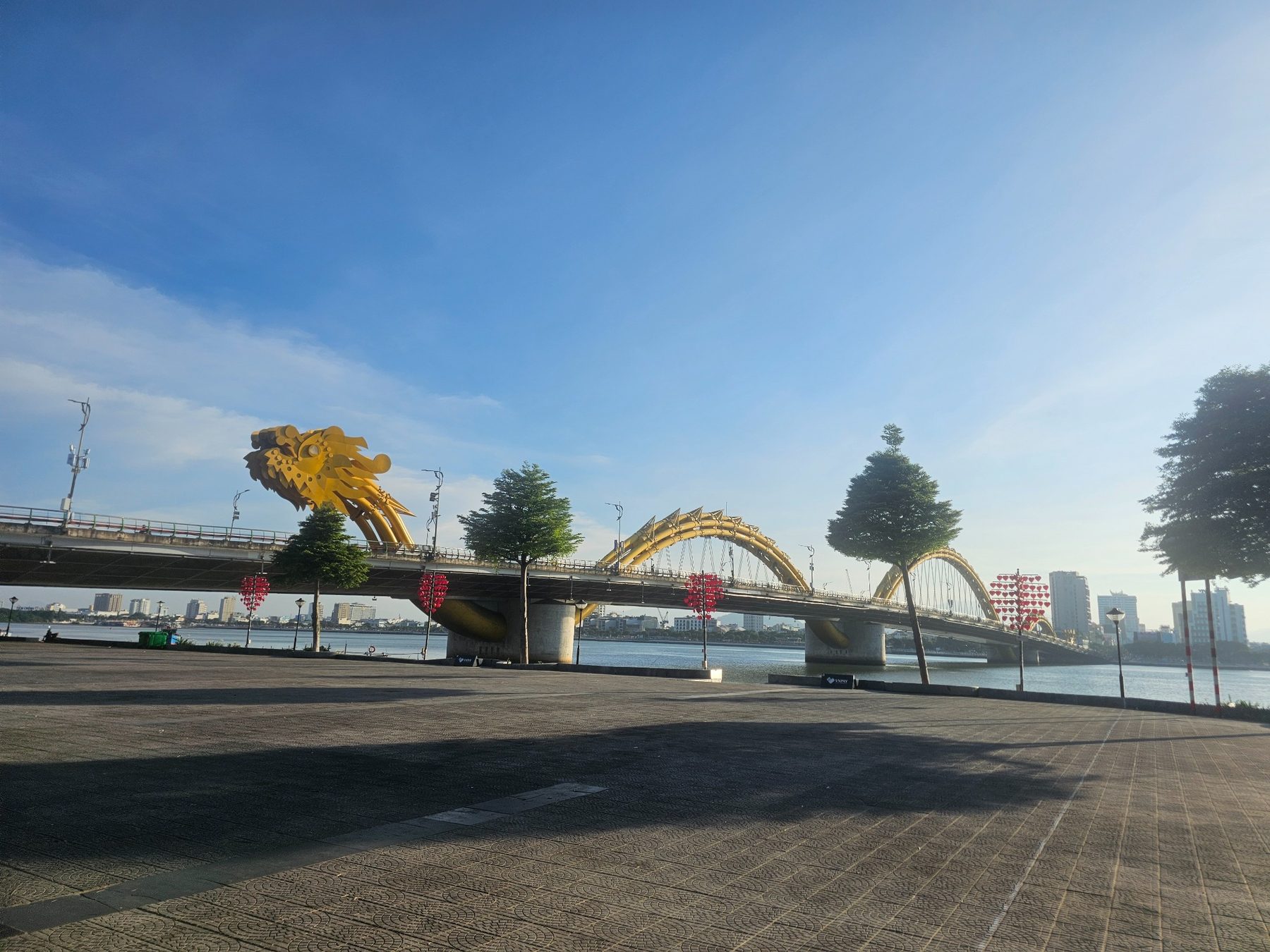 Dragon Bridge in Da Nang under blue sky